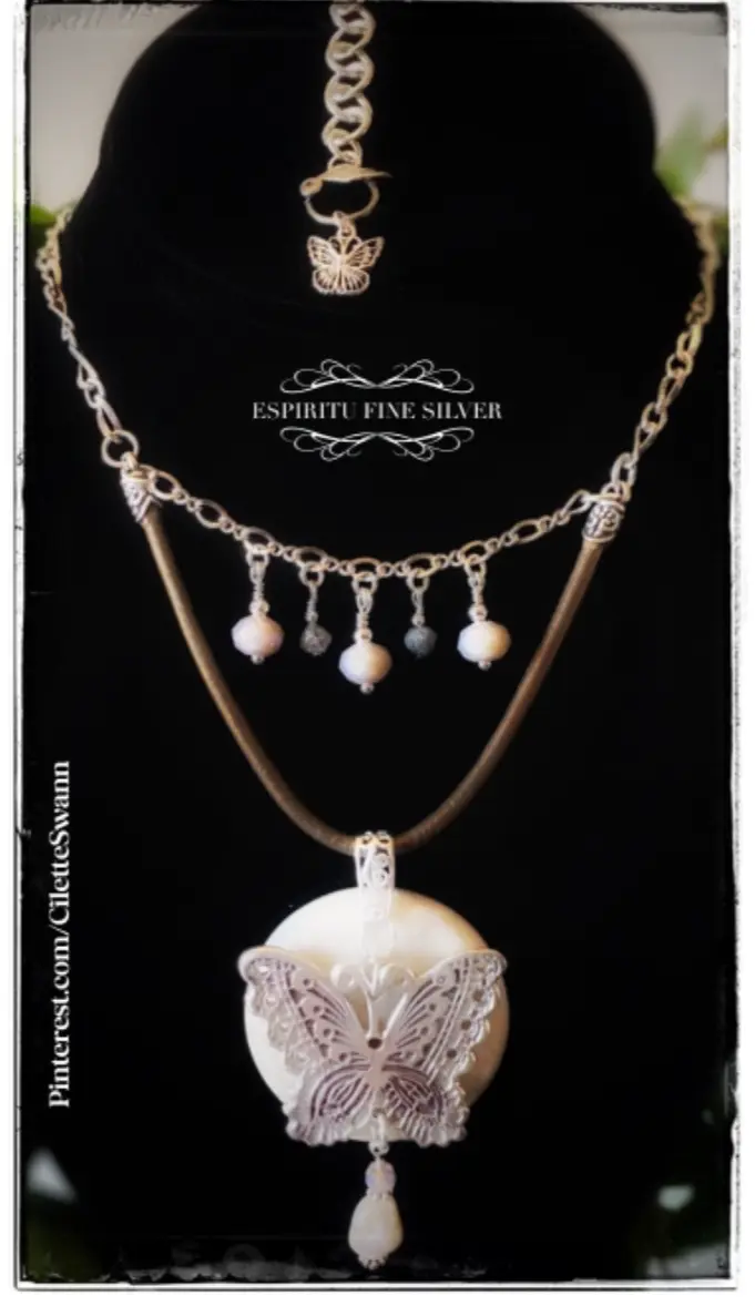 Jasper, pearl and raw diamond fine silver necklace